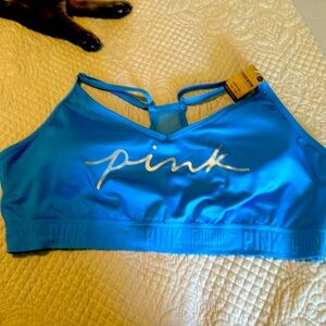 New with tags, Victoria’s Secret, pink, active sports bra, blue size XL